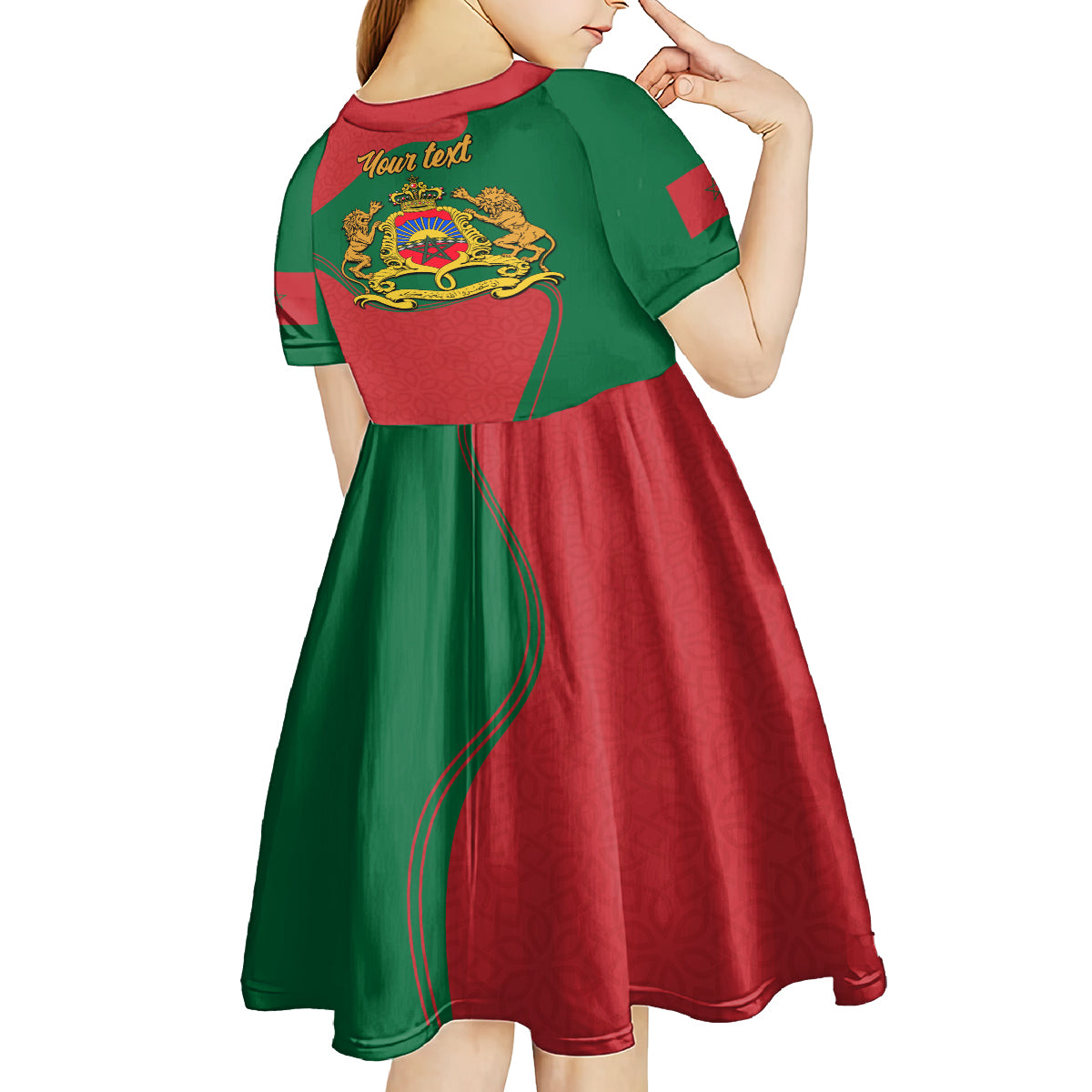 Morocco Proclamation Day With Flag Color Kid Short Sleeve Dress - Wonder Print Shop
