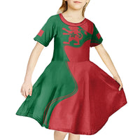 Morocco Proclamation Day With Flag Color Kid Short Sleeve Dress - Wonder Print Shop