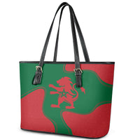 Morocco Proclamation Day With Flag Color Leather Tote Bag - Wonder Print Shop