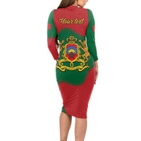 Morocco Proclamation Day With Flag Color Long Sleeve Bodycon Dress - Wonder Print Shop