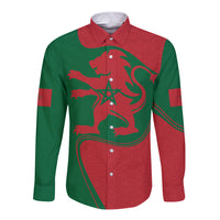 Morocco Proclamation Day With Flag Color Long Sleeve Button Shirt - Wonder Print Shop