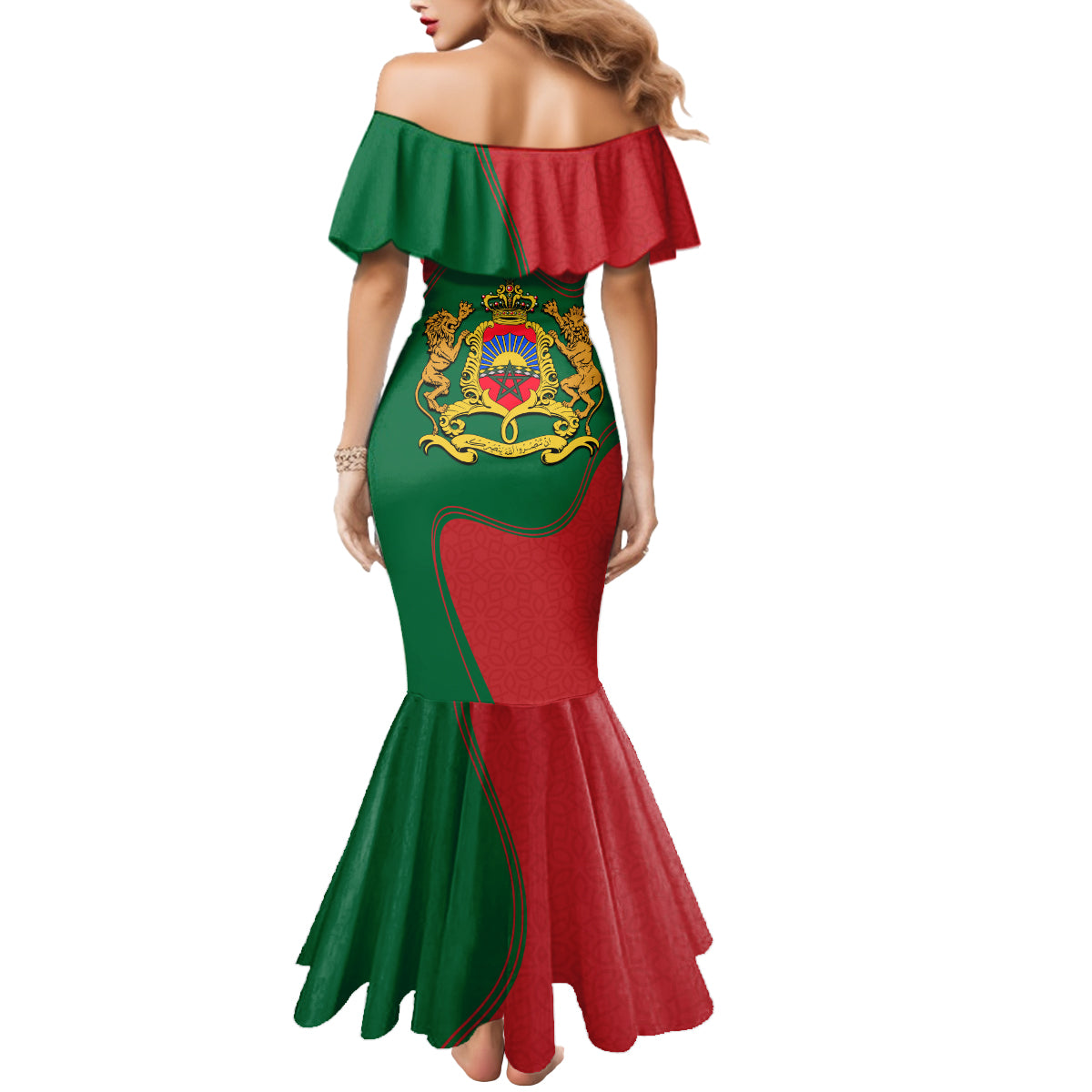Morocco Proclamation Day With Flag Color Mermaid Dress - Wonder Print Shop
