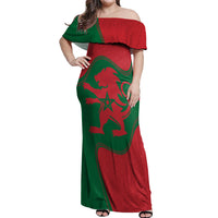 Morocco Proclamation Day With Flag Color Off Shoulder Maxi Dress - Wonder Print Shop