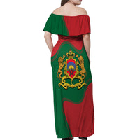 Morocco Proclamation Day With Flag Color Off Shoulder Maxi Dress - Wonder Print Shop