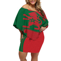 Morocco Proclamation Day With Flag Color Off Shoulder Short Dress - Wonder Print Shop