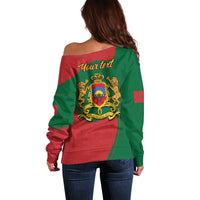Morocco Proclamation Day With Flag Color Off Shoulder Sweater - Wonder Print Shop