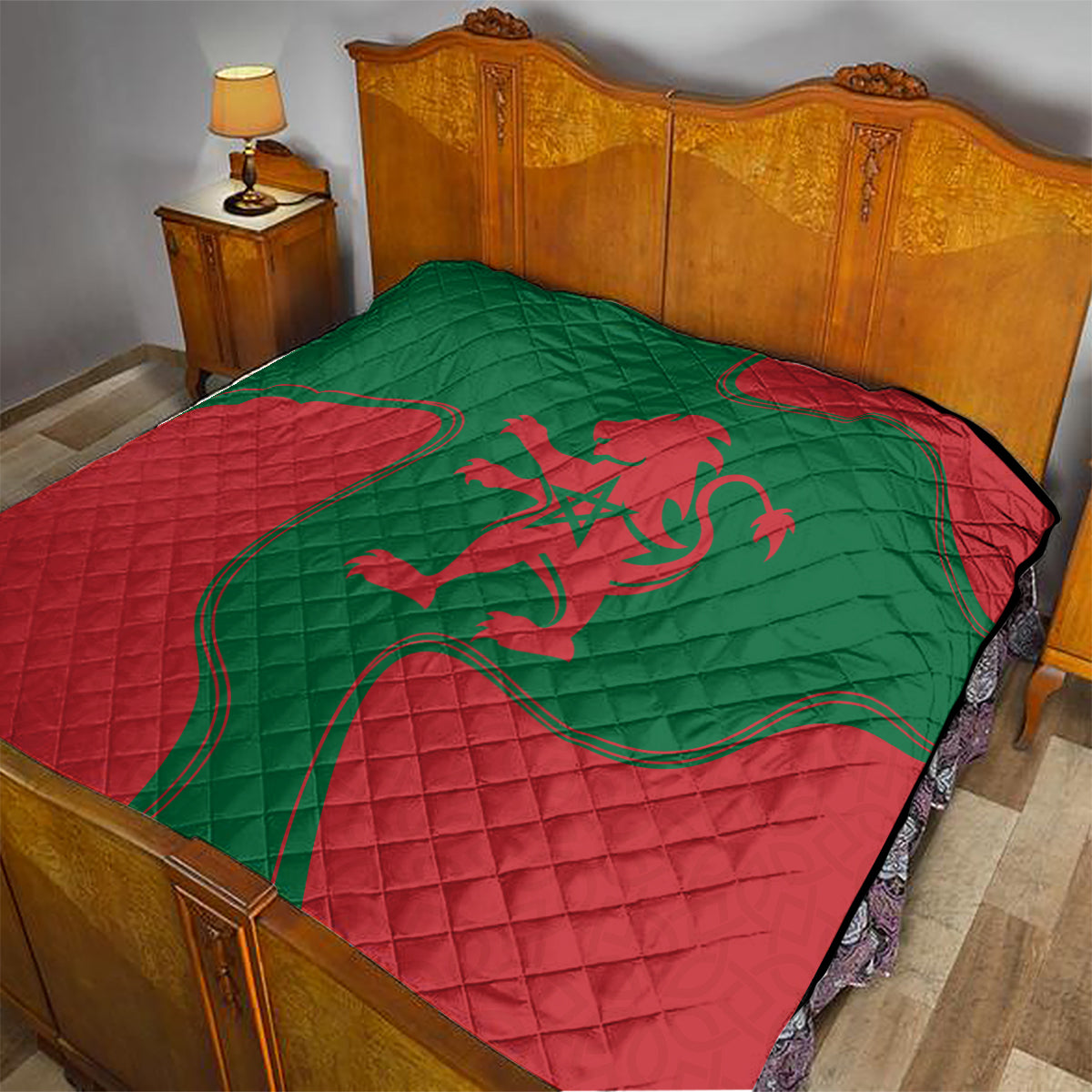 Morocco Proclamation Day With Flag Color Quilt - Wonder Print Shop