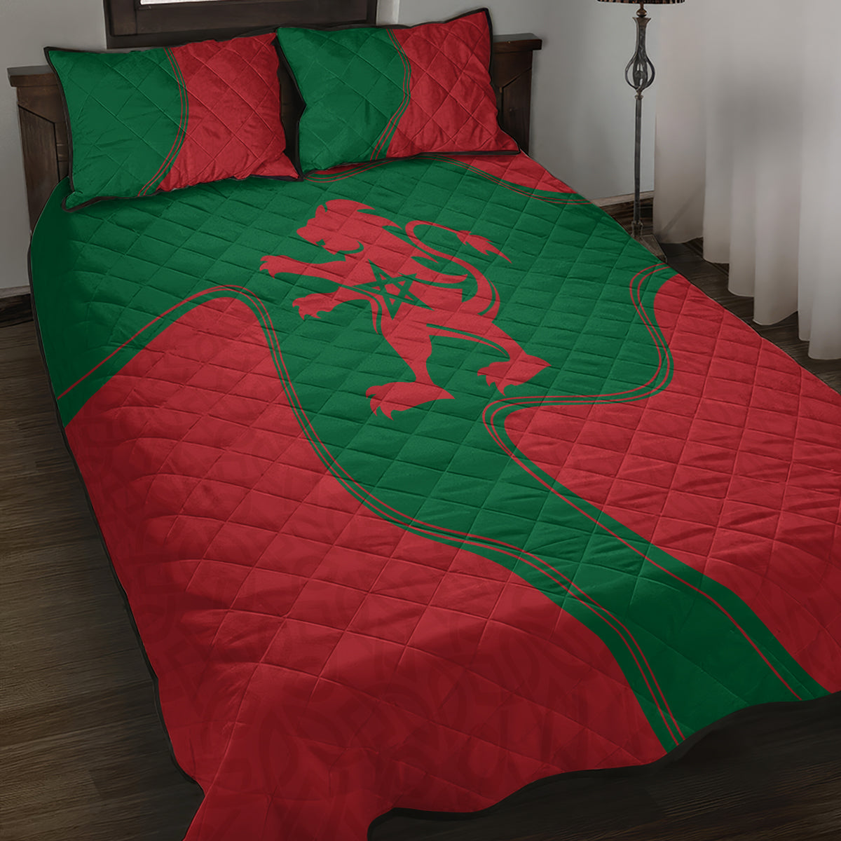 Morocco Proclamation Day With Flag Color Quilt Bed Set - Wonder Print Shop