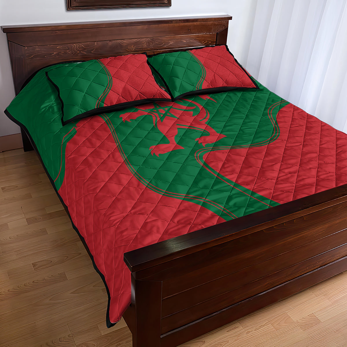 Morocco Proclamation Day With Flag Color Quilt Bed Set - Wonder Print Shop