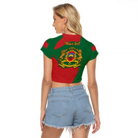 Morocco Proclamation Day With Flag Color Raglan Cropped T Shirt - Wonder Print Shop