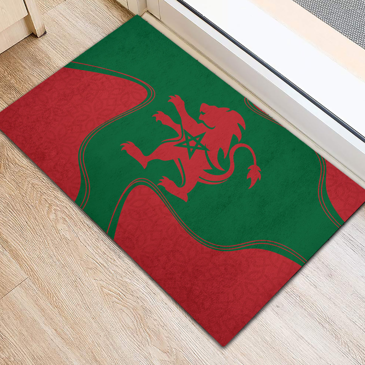 Morocco Proclamation Day With Flag Color Rubber Doormat - Wonder Print Shop