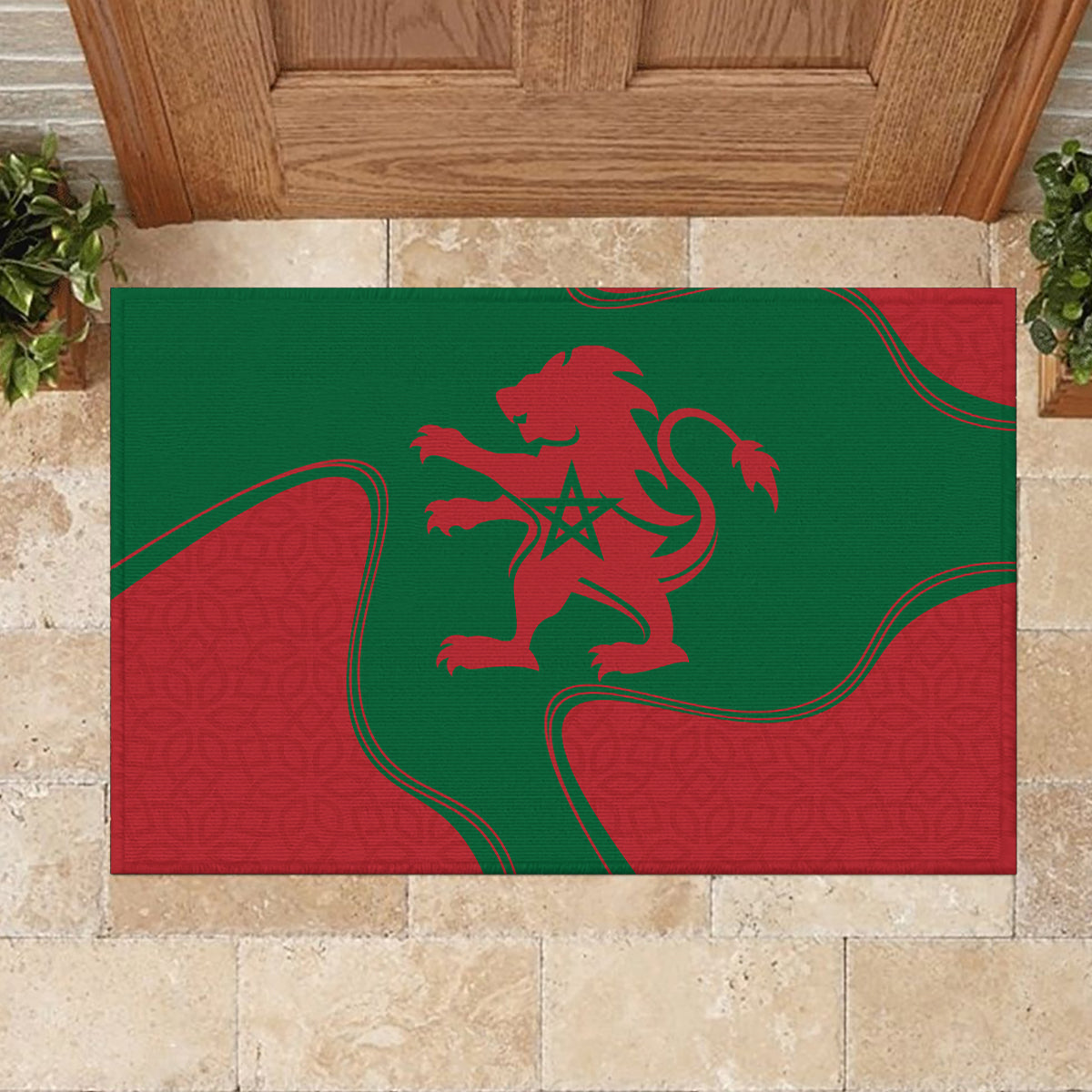 Morocco Proclamation Day With Flag Color Rubber Doormat - Wonder Print Shop