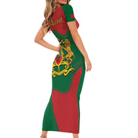 Morocco Proclamation Day With Flag Color Short Sleeve Bodycon Dress - Wonder Print Shop