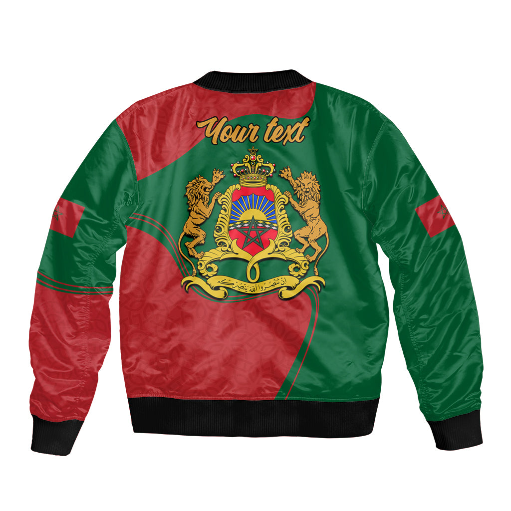Morocco Proclamation Day With Flag Color Sleeve Zip Bomber Jacket - Wonder Print Shop
