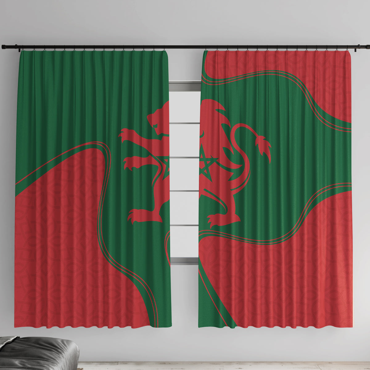 Morocco Proclamation Day With Flag Color Window Curtain - Wonder Print Shop