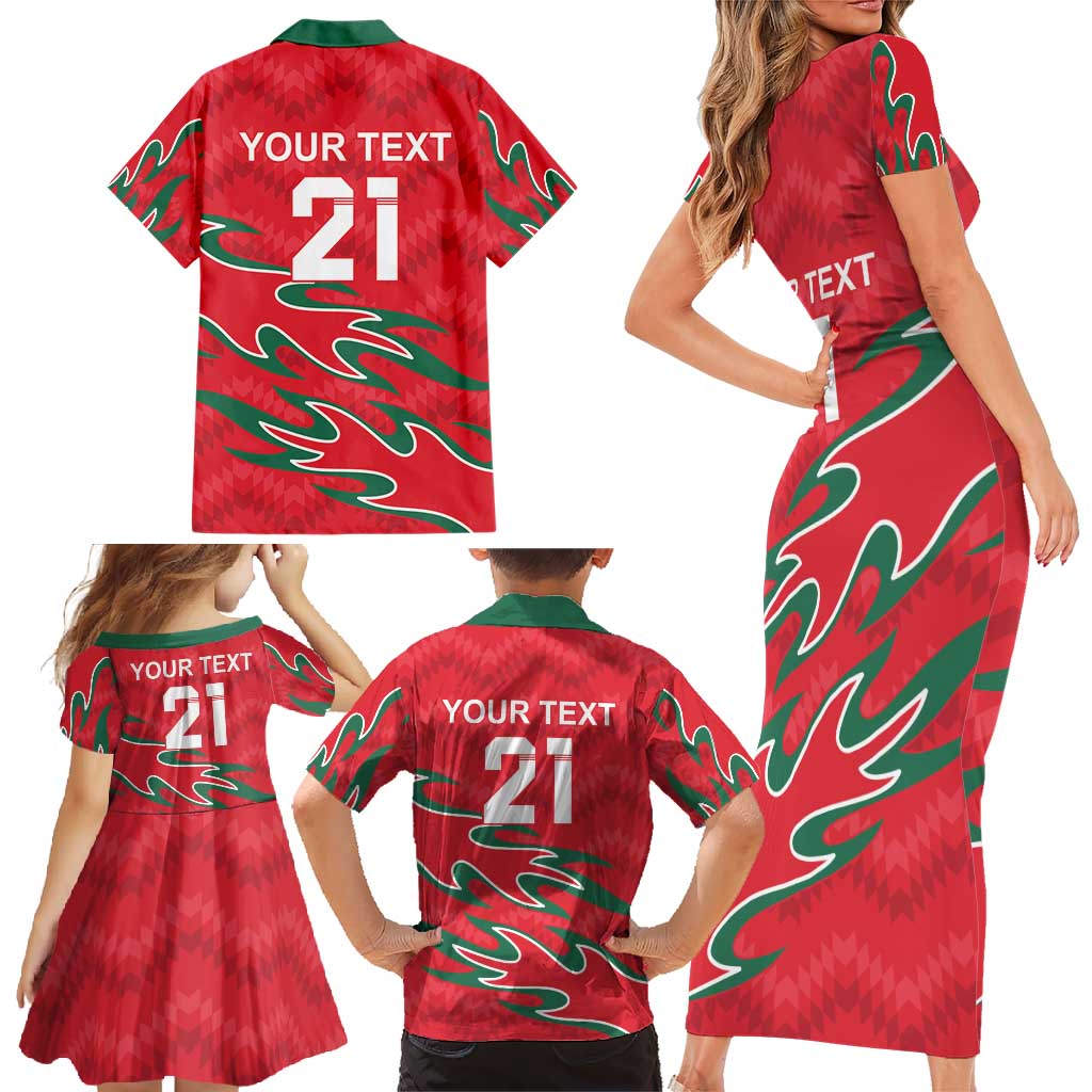 Custom Oman Cricket Family Matching Short Sleeve Bodycon Dress and Hawaiian Shirt 2016 Vintage Away Retro - Wonder Print Shop