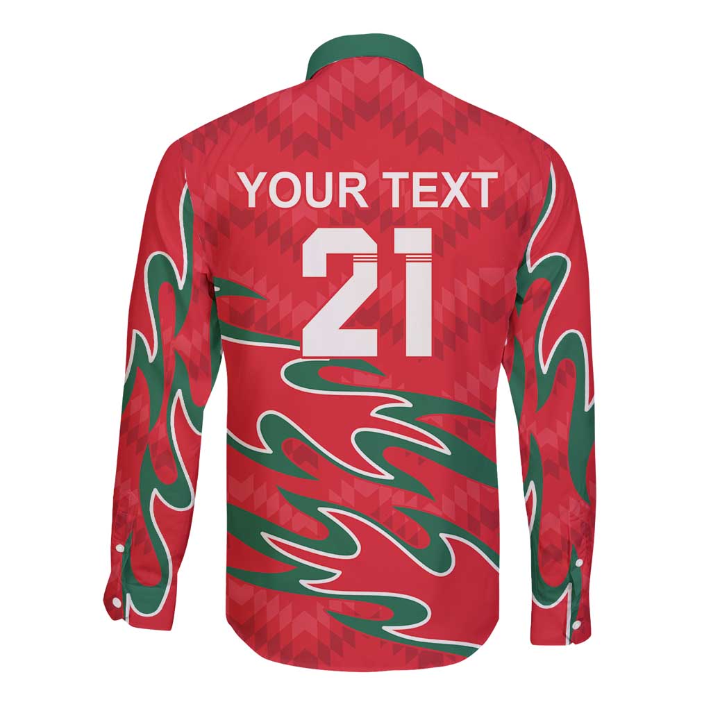 Custom Oman Cricket Long Sleeve Button Shirt 2016 Vintage Away Retro - Wonder Print Shop