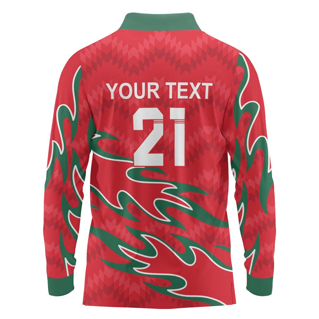 Custom Oman Cricket Long Sleeve Polo Shirt 2016 Vintage Away Retro - Wonder Print Shop