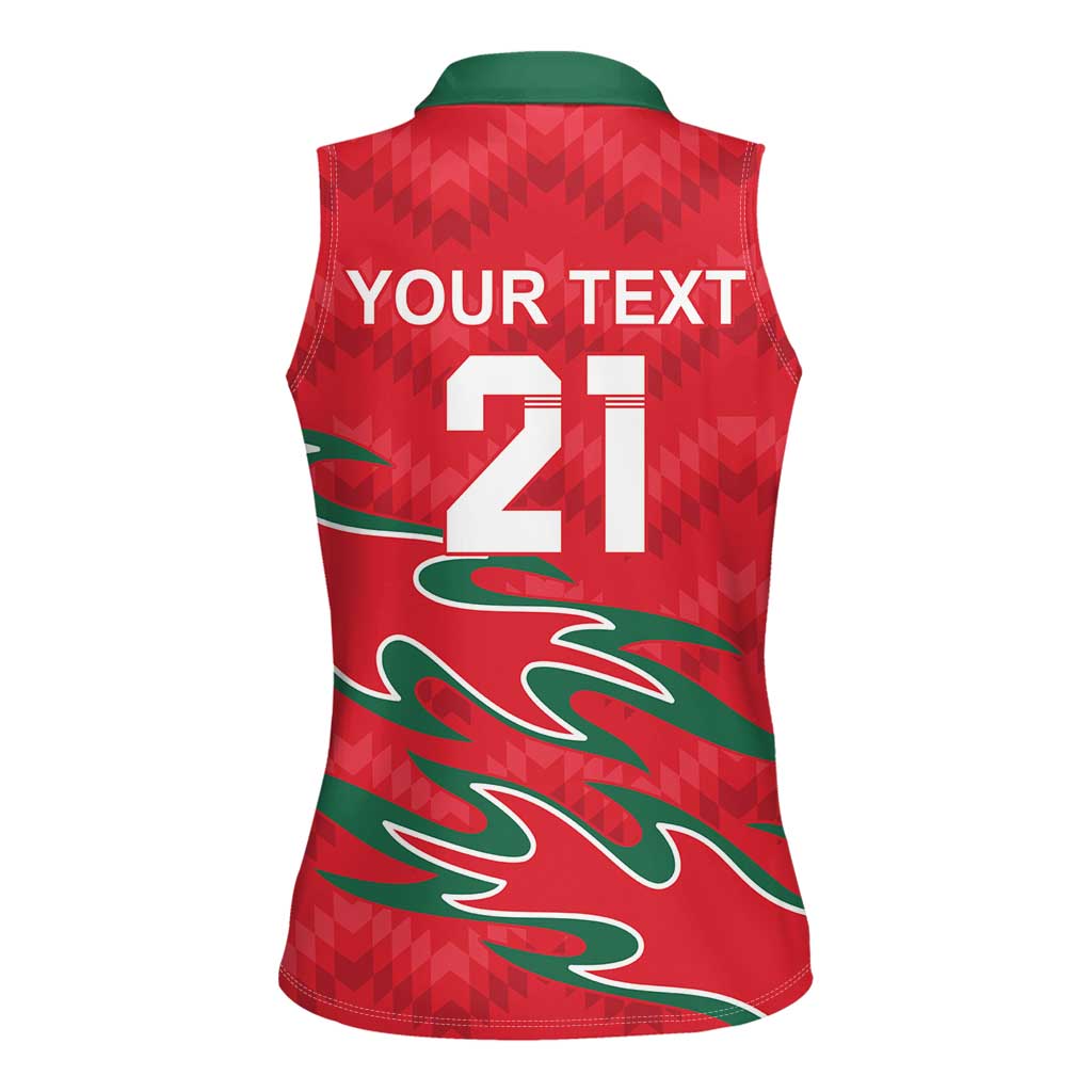 Custom Oman Cricket Women Sleeveless Polo Shirt 2016 Vintage Away Retro - Wonder Print Shop