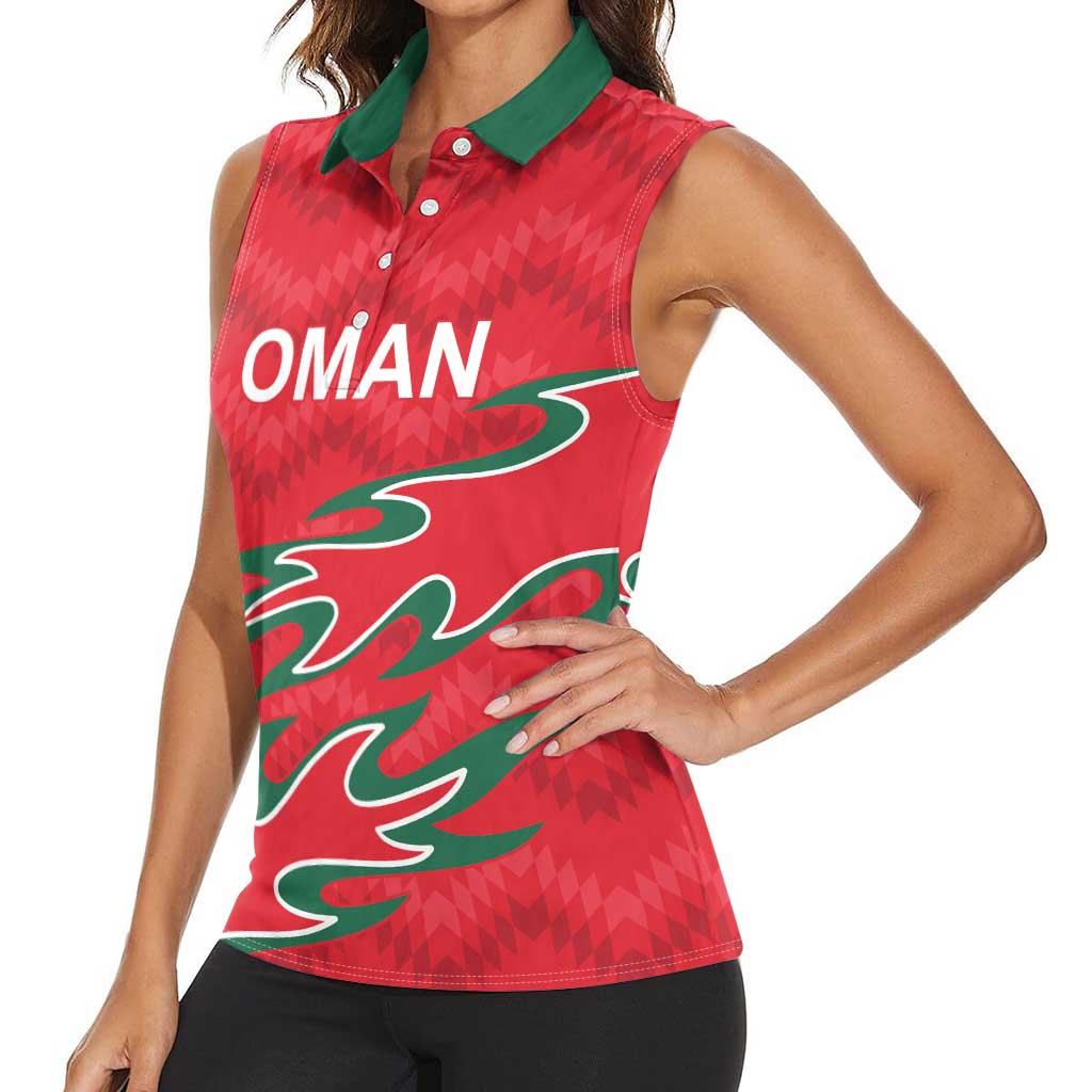 Custom Oman Cricket Women Sleeveless Polo Shirt 2016 Vintage Away Retro - Wonder Print Shop