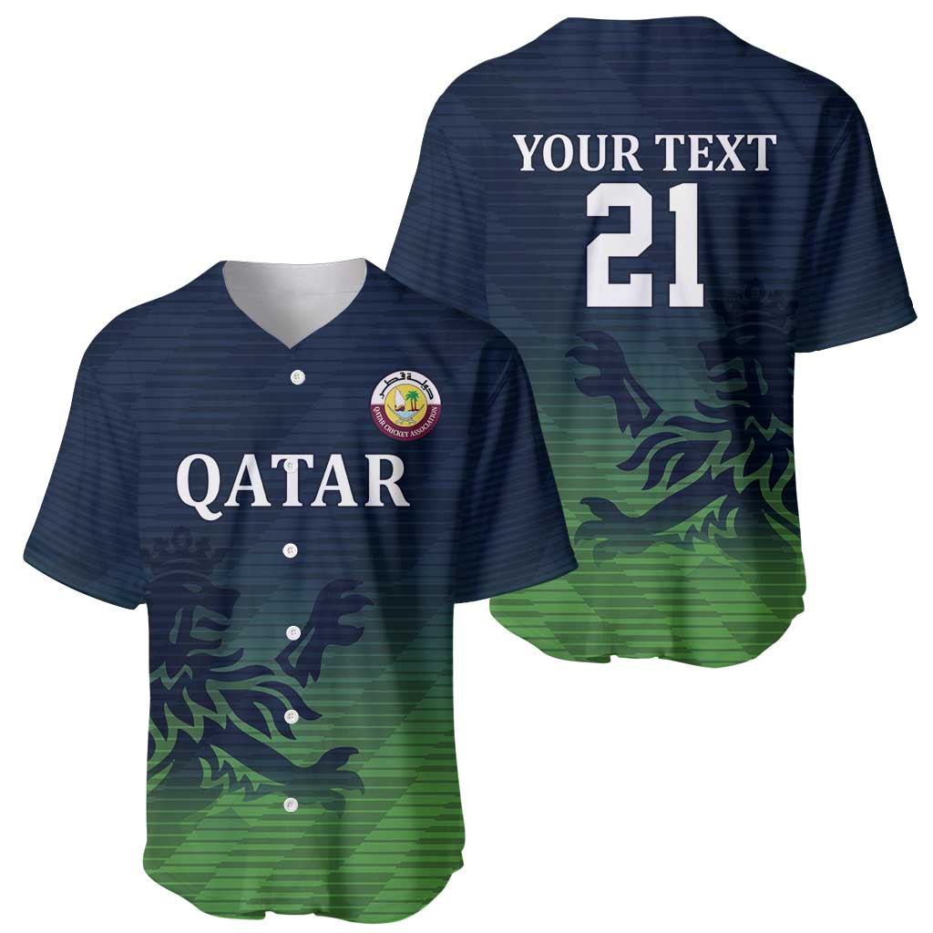 Custom Qatar Cricket Baseball Jersey Green Sporty Pattern LT9 - Wonder Print Shop