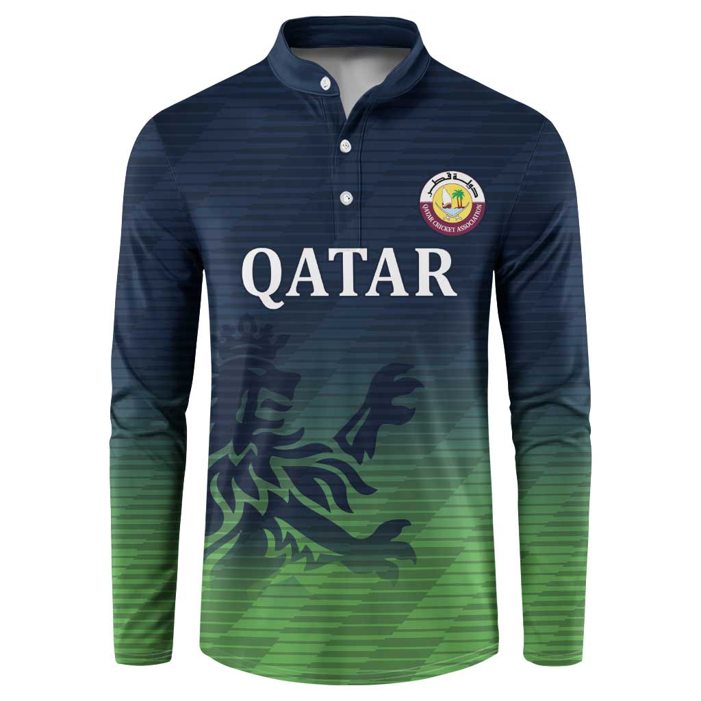 Custom Qatar Cricket Button Sweatshirt Green Sporty Pattern LT9 - Wonder Print Shop