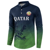 Custom Qatar Cricket Button Sweatshirt Green Sporty Pattern LT9 - Wonder Print Shop