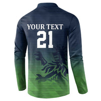 Custom Qatar Cricket Button Sweatshirt Green Sporty Pattern LT9 - Wonder Print Shop