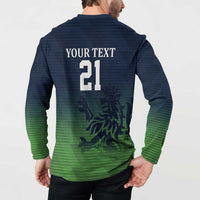 Custom Qatar Cricket Button Sweatshirt Green Sporty Pattern LT9 - Wonder Print Shop