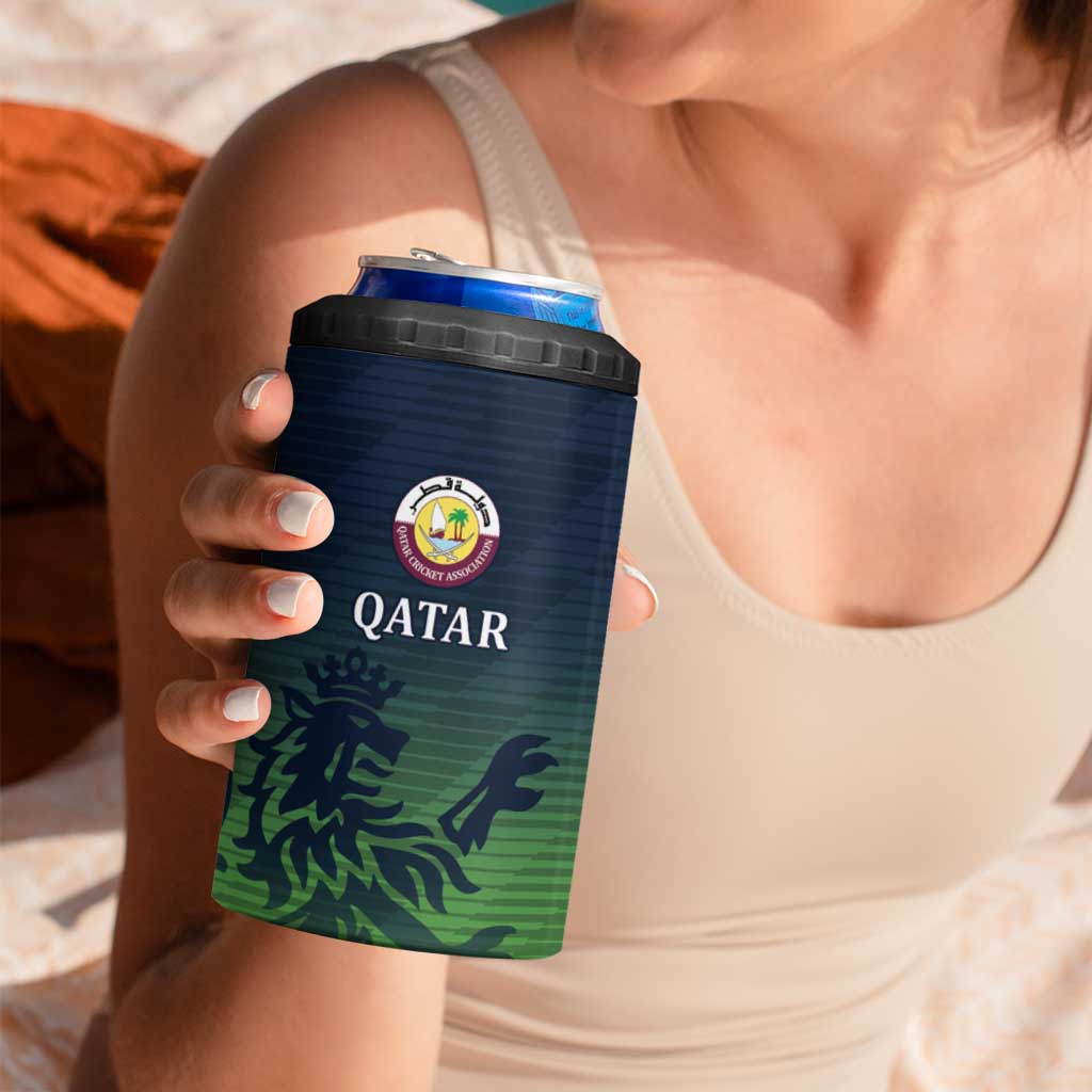 Custom Qatar Cricket 4 in 1 Can Cooler Tumbler Green Sporty Pattern LT9 - Wonder Print Shop