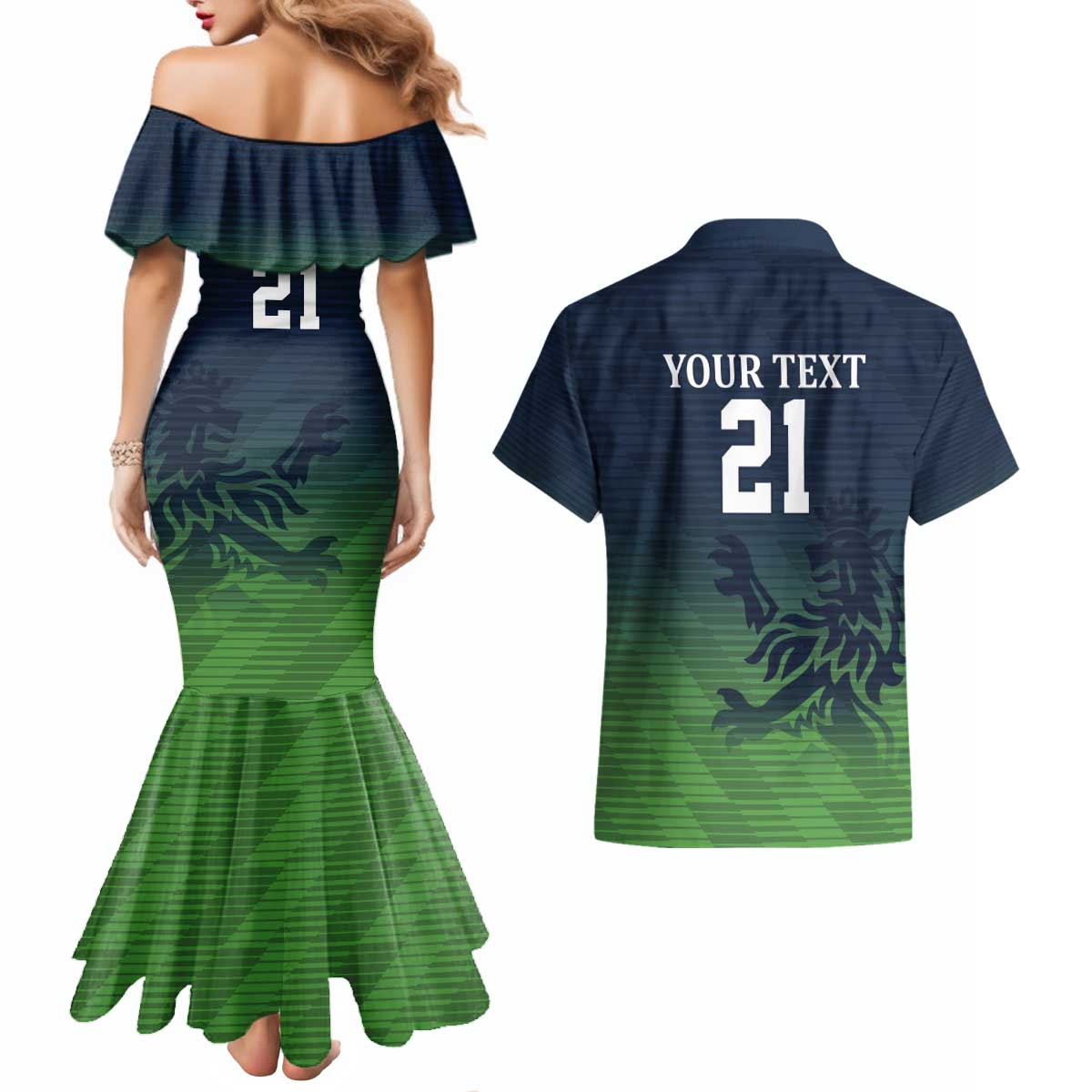 Custom Qatar Cricket Couples Matching Mermaid Dress and Hawaiian Shirt Green Sporty Pattern LT9 - Wonder Print Shop