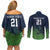 Custom Qatar Cricket Couples Matching Off Shoulder Short Dress and Long Sleeve Button Shirt Green Sporty Pattern LT9 - Wonder Print Shop