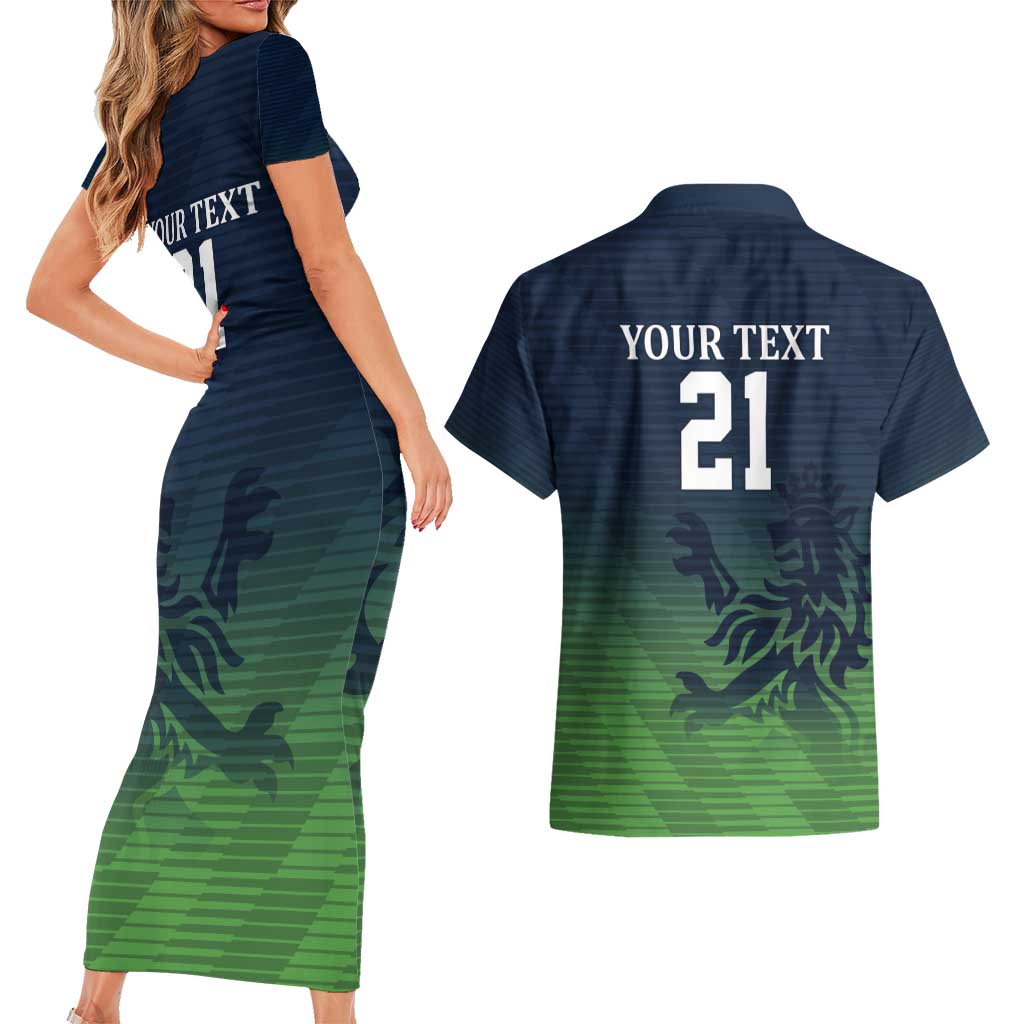 Custom Qatar Cricket Couples Matching Short Sleeve Bodycon Dress and Hawaiian Shirt Green Sporty Pattern LT9 - Wonder Print Shop