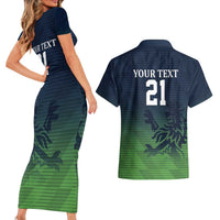 Custom Qatar Cricket Couples Matching Short Sleeve Bodycon Dress and Hawaiian Shirt Green Sporty Pattern LT9 - Wonder Print Shop