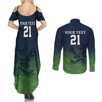 Custom Qatar Cricket Couples Matching Summer Maxi Dress and Long Sleeve Button Shirt Green Sporty Pattern LT9 - Wonder Print Shop