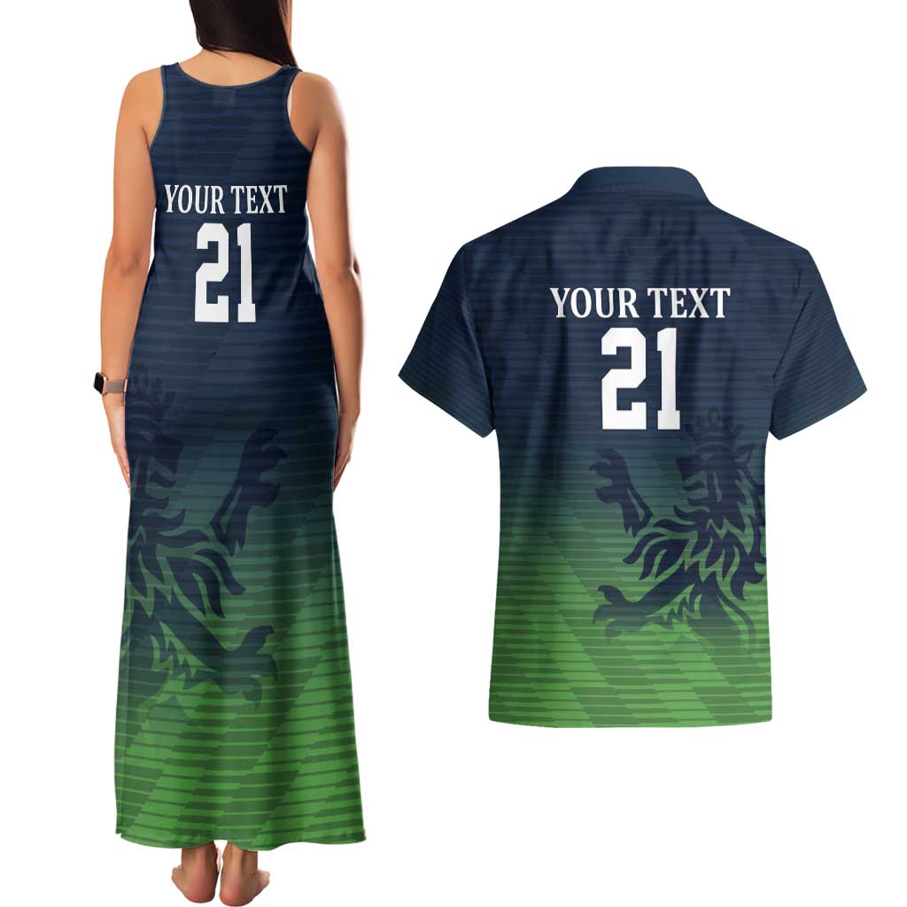 Custom Qatar Cricket Couples Matching Tank Maxi Dress and Hawaiian Shirt Green Sporty Pattern LT9 - Wonder Print Shop