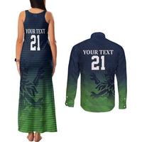 Custom Qatar Cricket Couples Matching Tank Maxi Dress and Long Sleeve Button Shirt Green Sporty Pattern LT9 - Wonder Print Shop