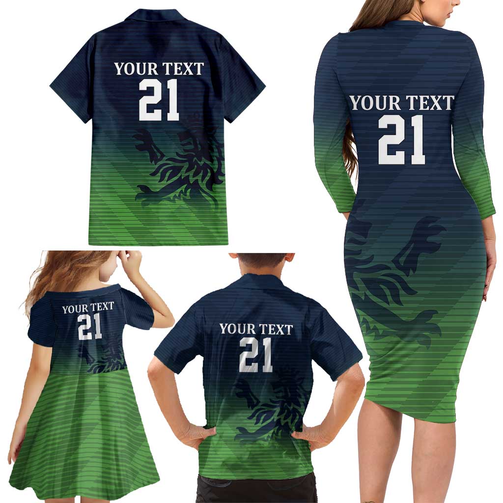Custom Qatar Cricket Family Matching Long Sleeve Bodycon Dress and Hawaiian Shirt Green Sporty Pattern LT9 - Wonder Print Shop