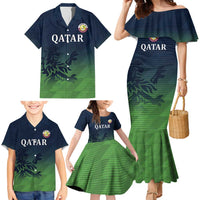 Custom Qatar Cricket Family Matching Mermaid Dress and Hawaiian Shirt Green Sporty Pattern LT9 - Wonder Print Shop