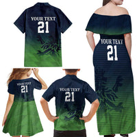 Custom Qatar Cricket Family Matching Off Shoulder Maxi Dress and Hawaiian Shirt Green Sporty Pattern LT9 - Wonder Print Shop