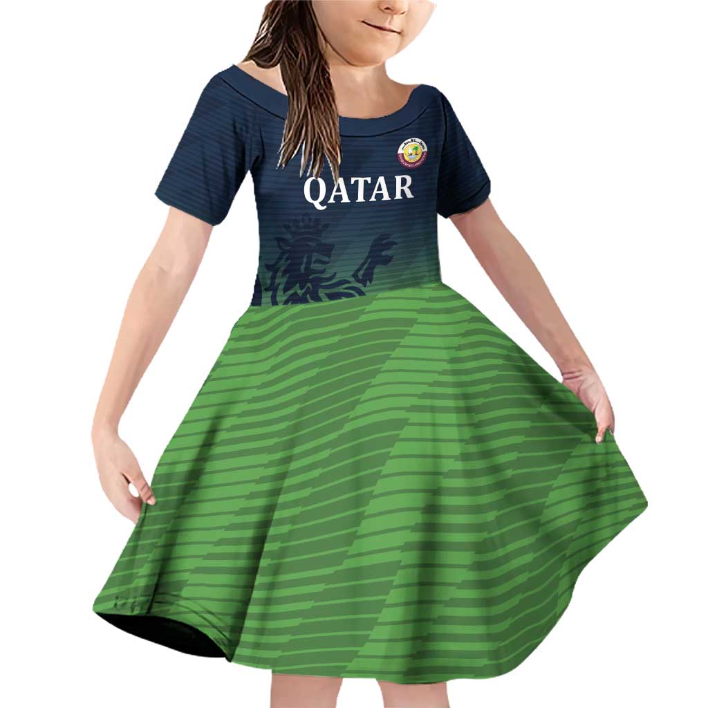 Custom Qatar Cricket Family Matching Off Shoulder Short Dress and Hawaiian Shirt Green Sporty Pattern LT9 - Wonder Print Shop