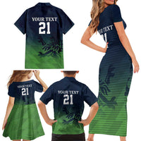 Custom Qatar Cricket Family Matching Short Sleeve Bodycon Dress and Hawaiian Shirt Green Sporty Pattern - Wonder Print Shop