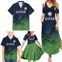 Custom Qatar Cricket Family Matching Summer Maxi Dress and Hawaiian Shirt Green Sporty Pattern - Wonder Print Shop