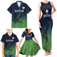 Custom Qatar Cricket Family Matching Tank Maxi Dress and Hawaiian Shirt Green Sporty Pattern - Wonder Print Shop