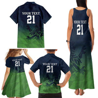 Custom Qatar Cricket Family Matching Tank Maxi Dress and Hawaiian Shirt Green Sporty Pattern - Wonder Print Shop