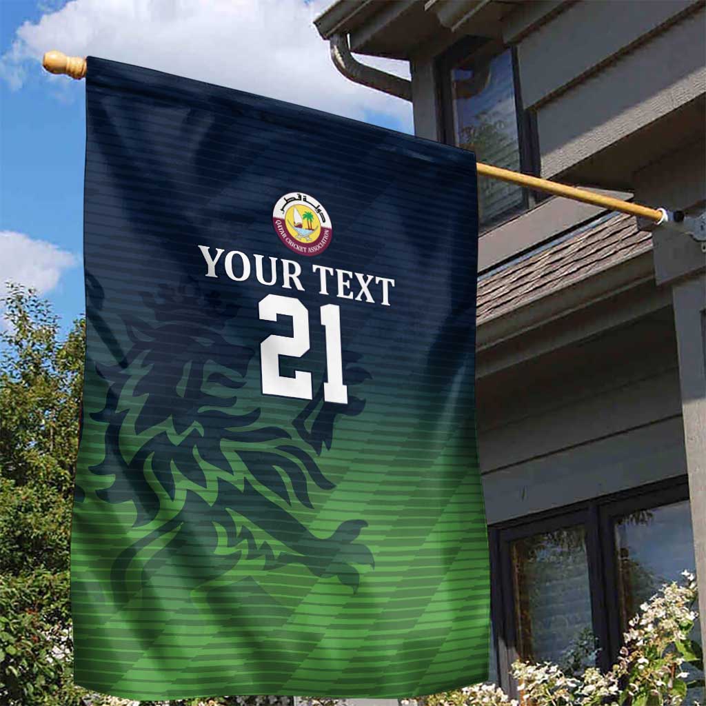 Custom Qatar Cricket Garden Flag Green Sporty Pattern - Wonder Print Shop
