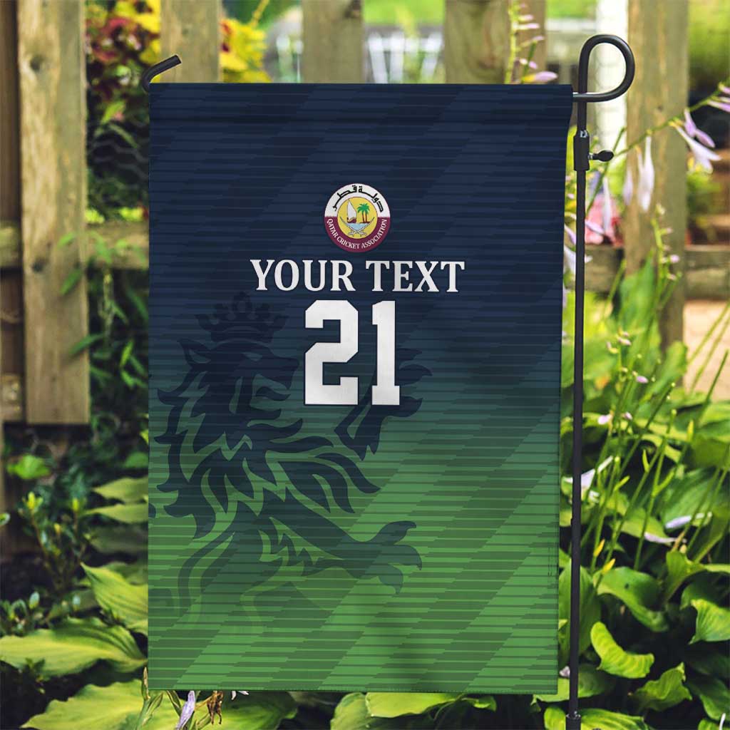 Custom Qatar Cricket Garden Flag Green Sporty Pattern - Wonder Print Shop
