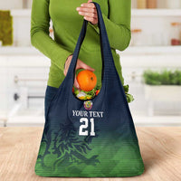 Custom Qatar Cricket Grocery Bag Green Sporty Pattern