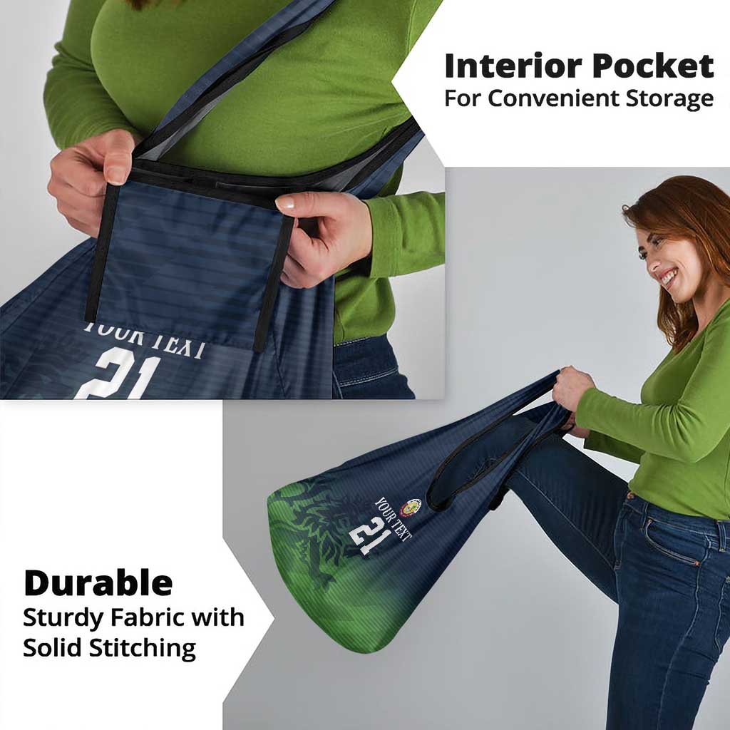 Custom Qatar Cricket Grocery Bag Green Sporty Pattern