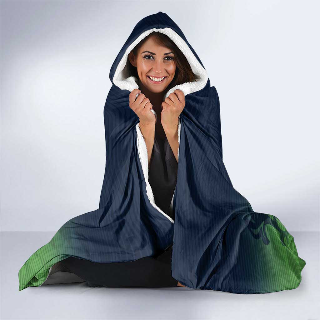Custom Qatar Cricket Hooded Blanket Green Sporty Pattern